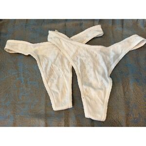 Victoria's Secret Pink Brand Set of 2 White Thong/Sting Panties Size M NWT